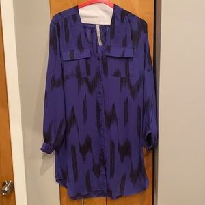 M Urban Outfitters Reformed Indigo Blue Purple Button Up 3 quarter sleeve tunic